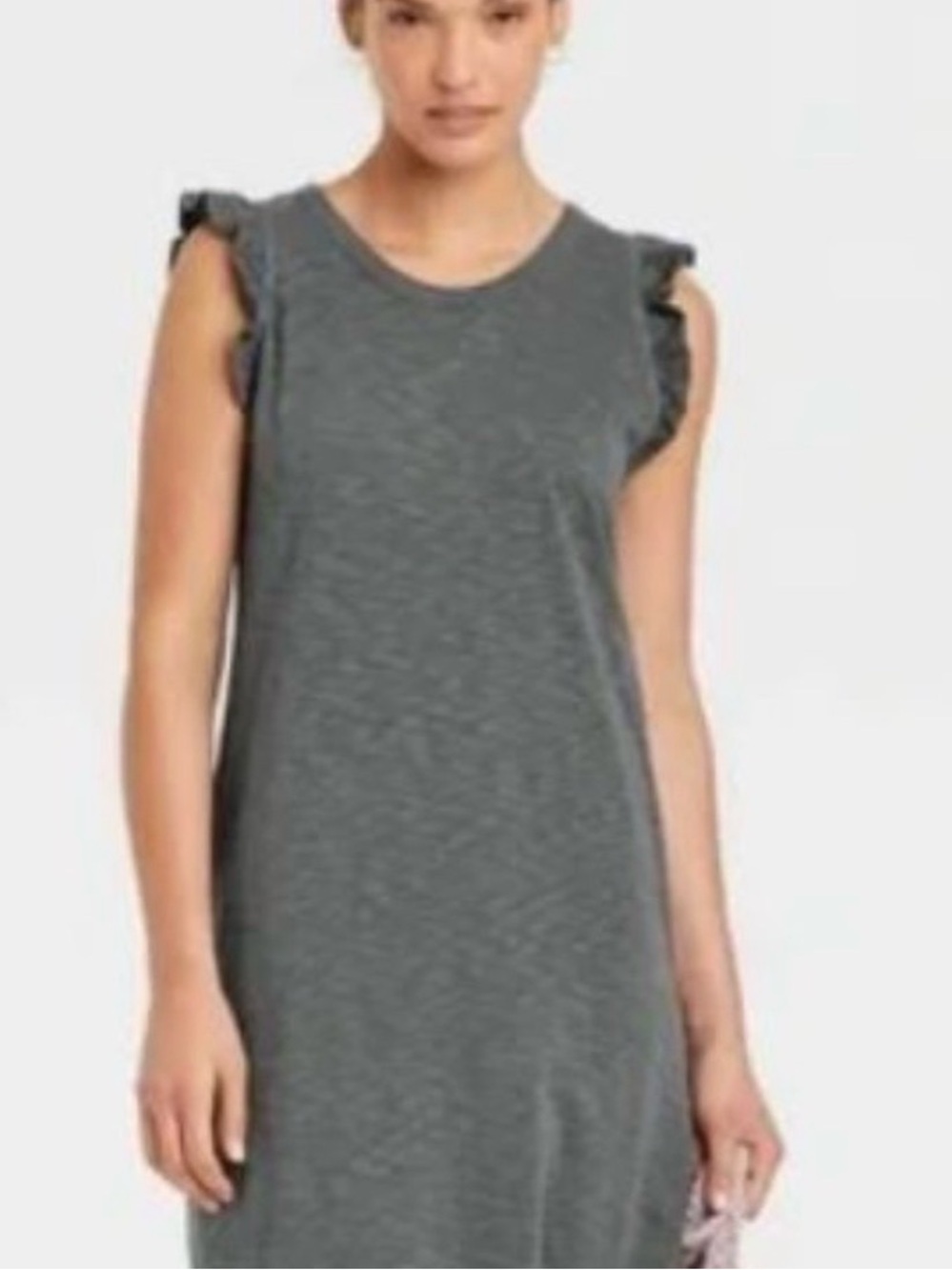 Universal Thread Goods Grey Sleeveless Ruffle Tank Dress~ Large